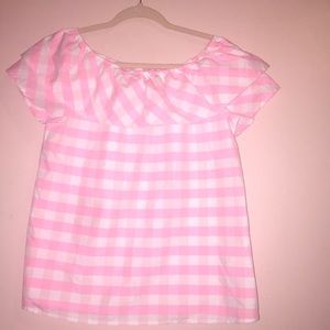 Off The Shoulder Checkered Top